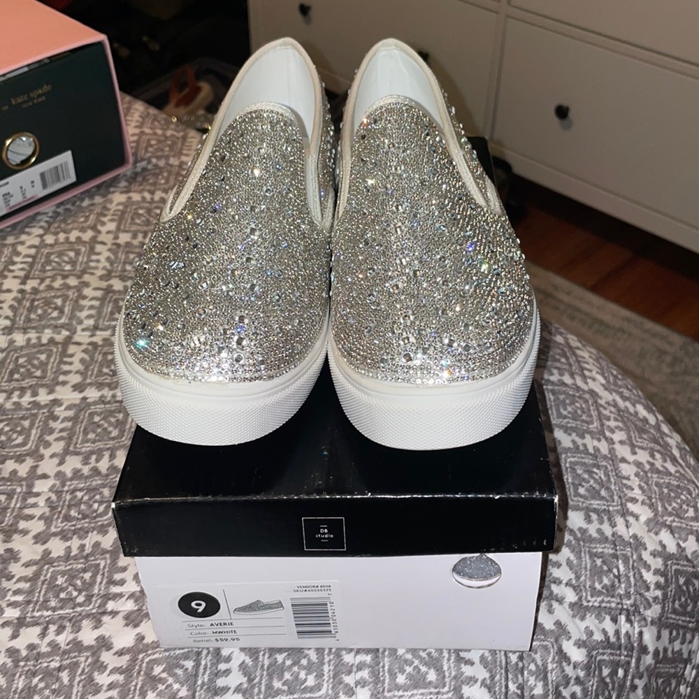 David's bridal • crystal embellished slip on sneaker